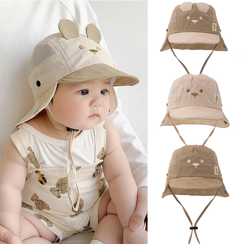 Infant Head Protector - Summer Baby Hat Cartoon Bear Ear