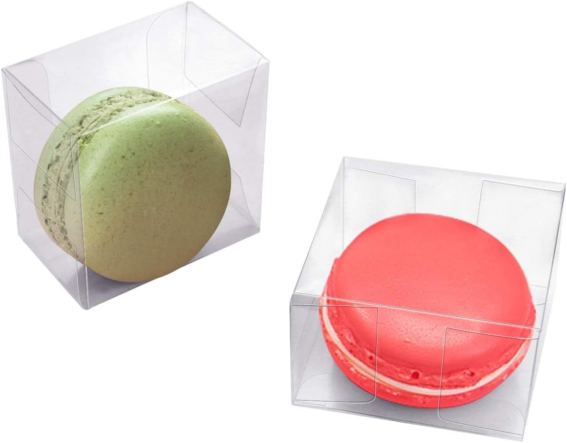 Baby Products Gift - 100 Pack Clear Plastic Macaron Boxes
