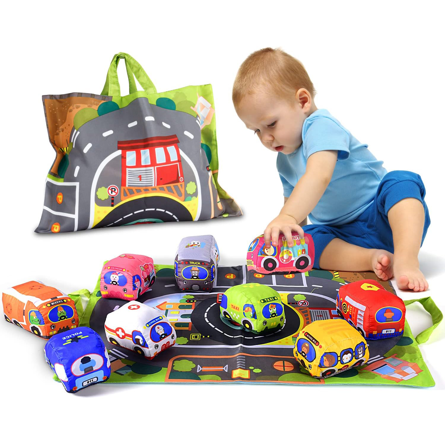 Play Mat - Soft Fabric Car Toy Set for
