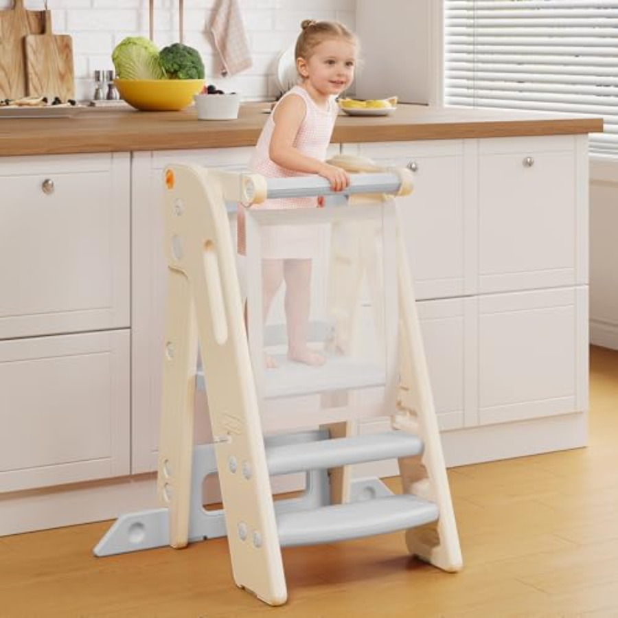 Toddler Learning Tower - Foldable toddler tower kitchen stool helper