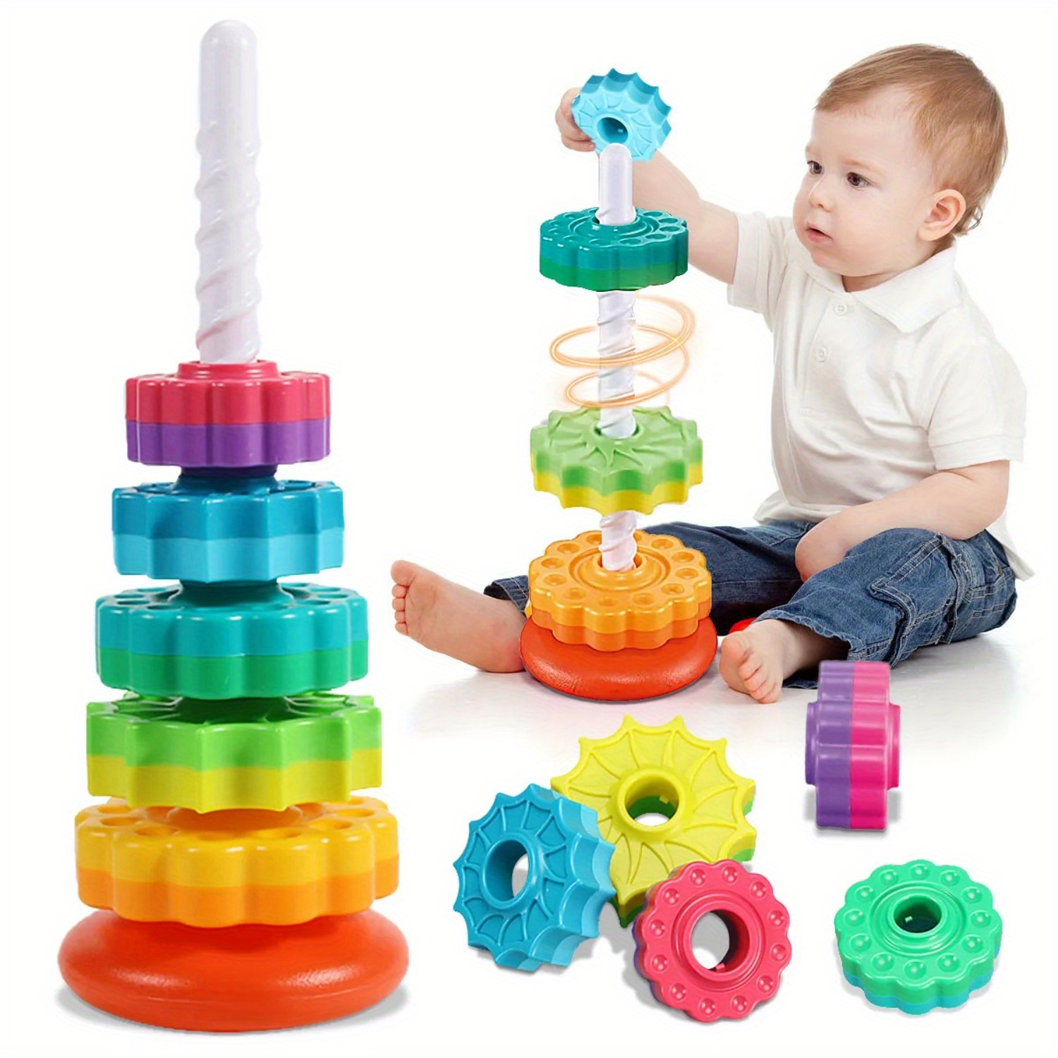 Rotating Rainbow Tower Stack & – Toddler Learning Tower recenzja i cena