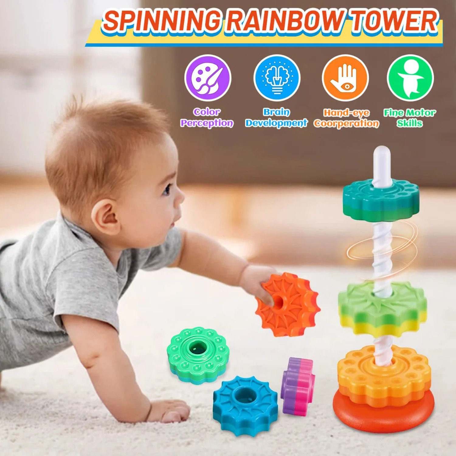 Rotating Rainbow Tower Stack & – Toddler Learning Tower recenzja i cena